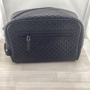 Gucci Black Textured Toiletry Bag with certificate of authenticity with dust bag